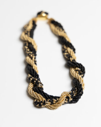 JL096 Black & Gold Braided Necklace