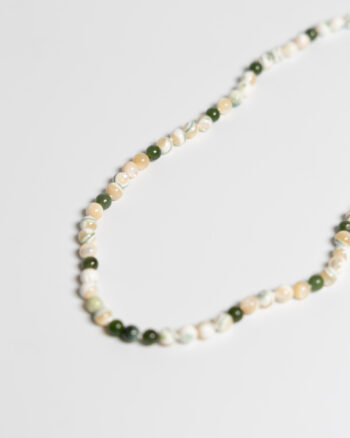JL078 White & Green Bead Necklace