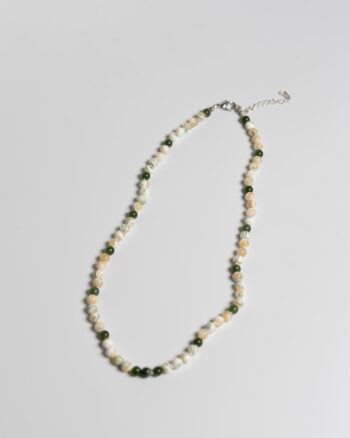 JL078 White & Green Bead Necklace