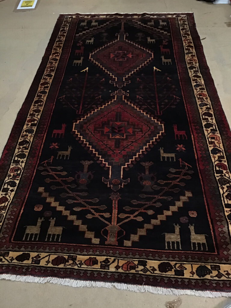 DC23 Persian Black Ground Hamadan Rug