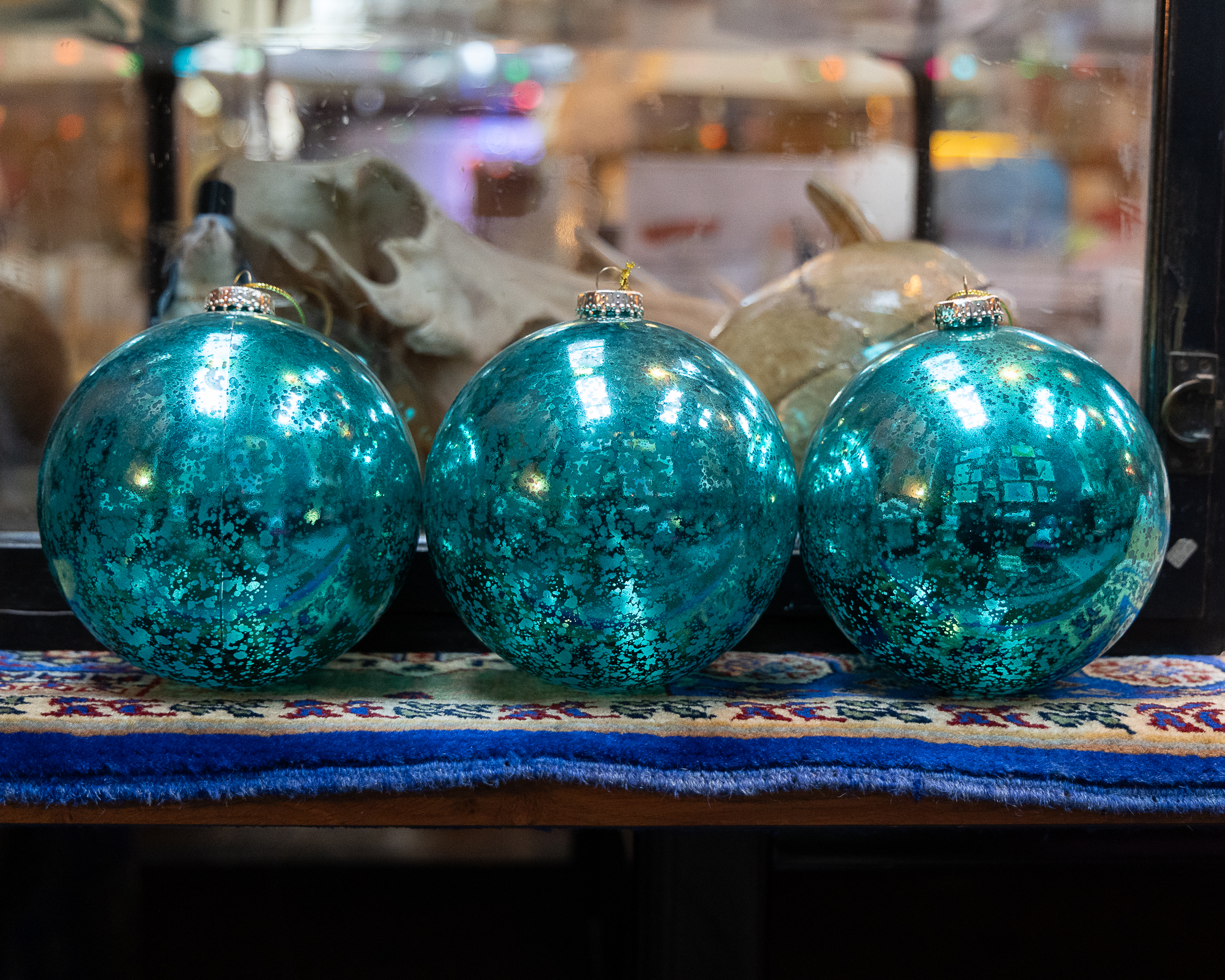 Large Mercury Effect Plastic Bauble 15cm  (Aqua) Set of 3