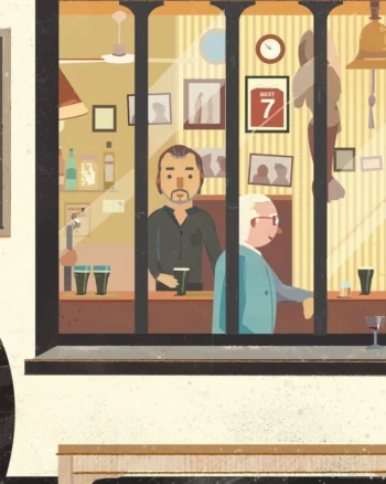 PaddyDraws Print – Harbour Bar, Portrush