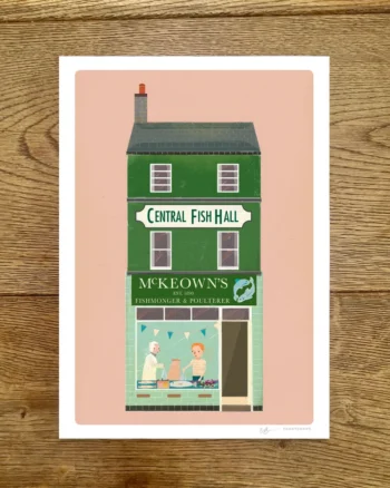 PaddyDraws A3 Print – McKeown’s Fish Hall, Bangor