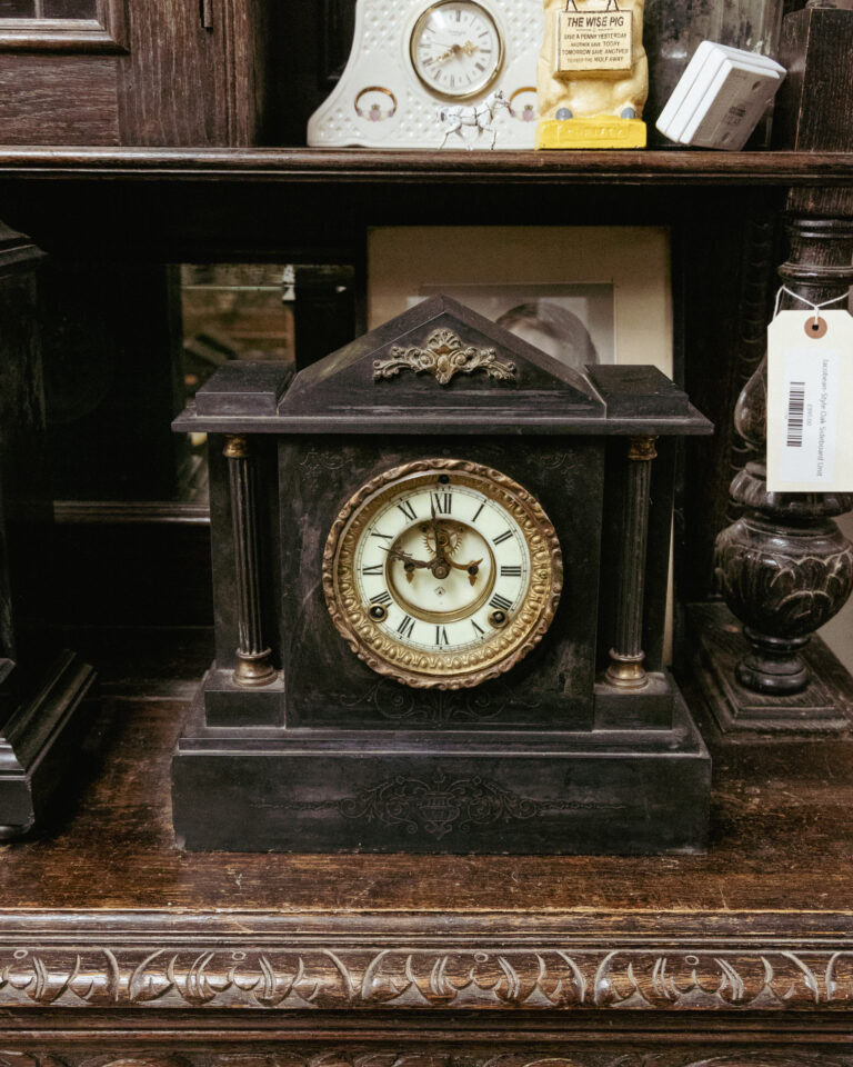 Victorian Black Slate Mantel Clock