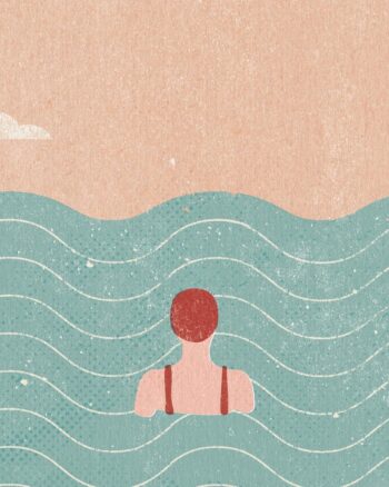 PaddyDraws Print – Helen’s Bay Swim