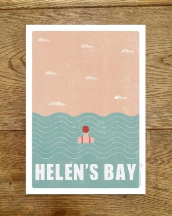 PaddyDraws Print – Helen’s Bay Swim