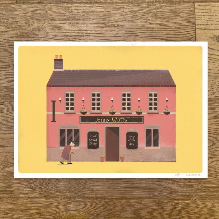 PaddyDraws A4 Print - Jenny Watts Pub