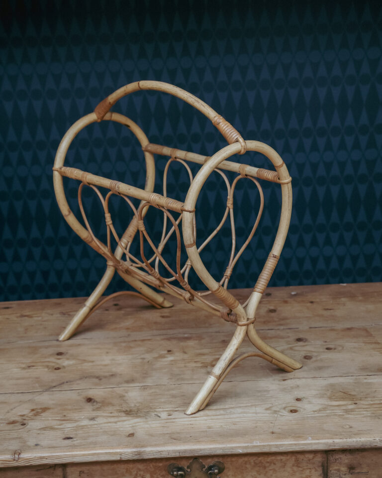 Mid Century Cane Magazine Rack