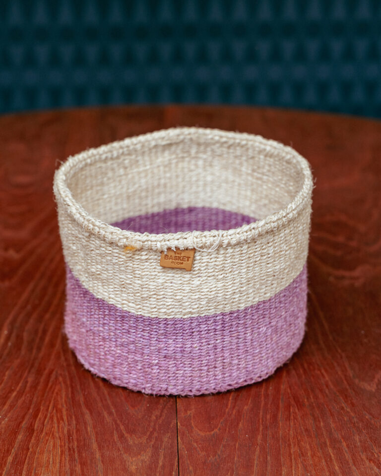 Small Magenta & Natural Woven Basket