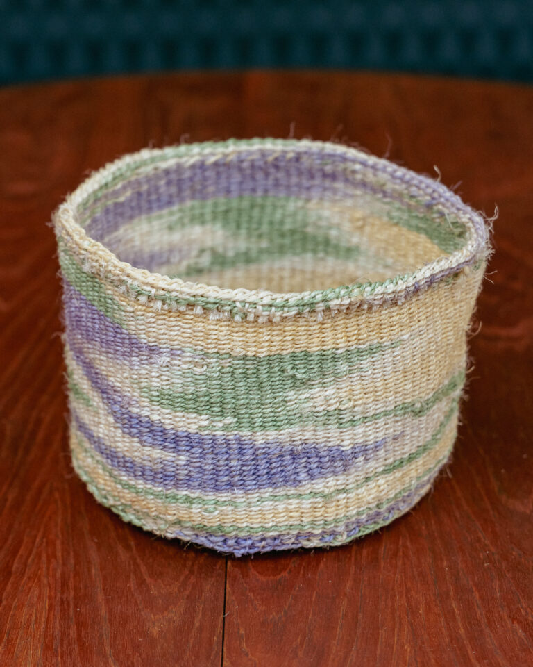 Small Lavender, Green & Yellow Tie-dye Woven Basket