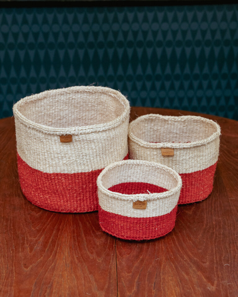 Red & White Woven Basket