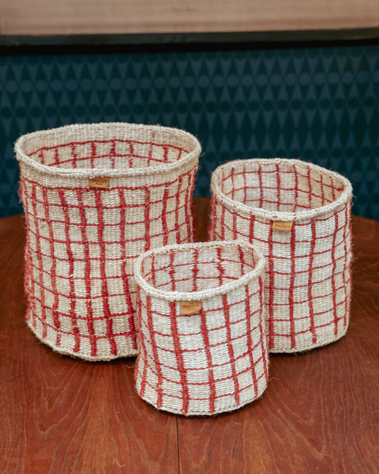 Red Check Woven Basket