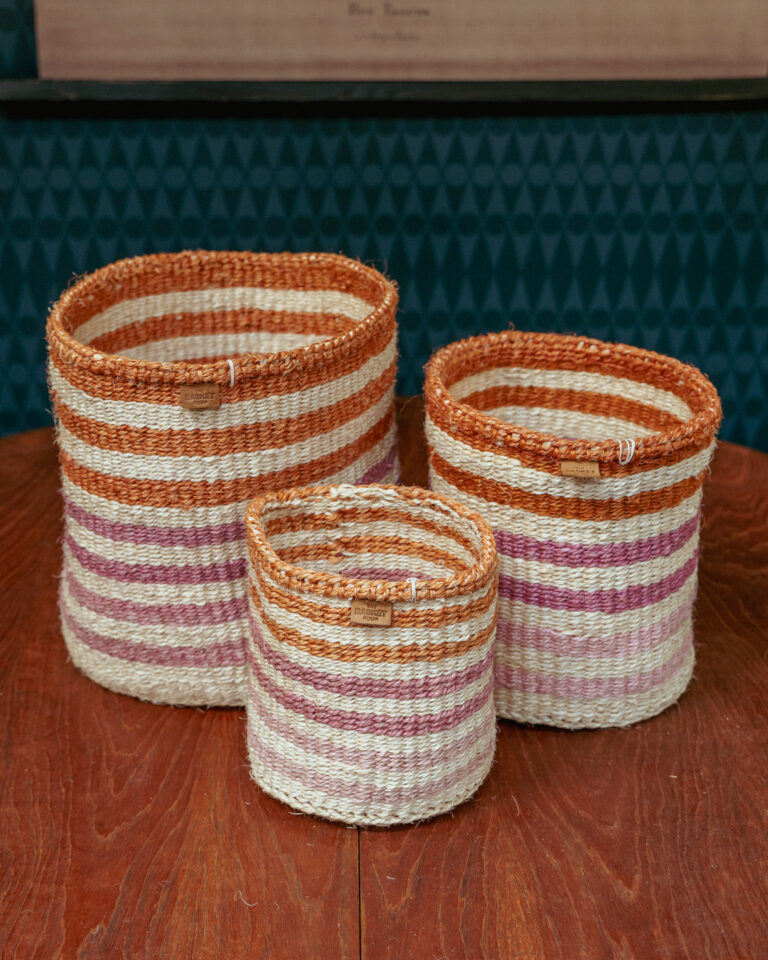 Orange Pink & Purple Stripe Woven Basket