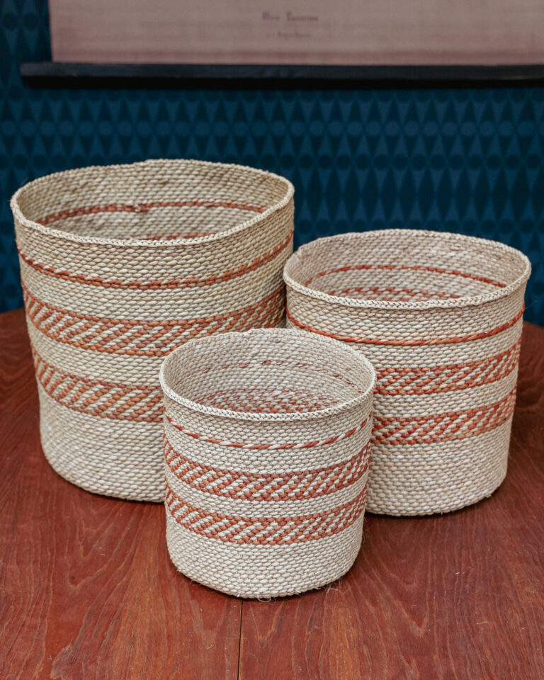 Terracotta Patterned Woven Basket