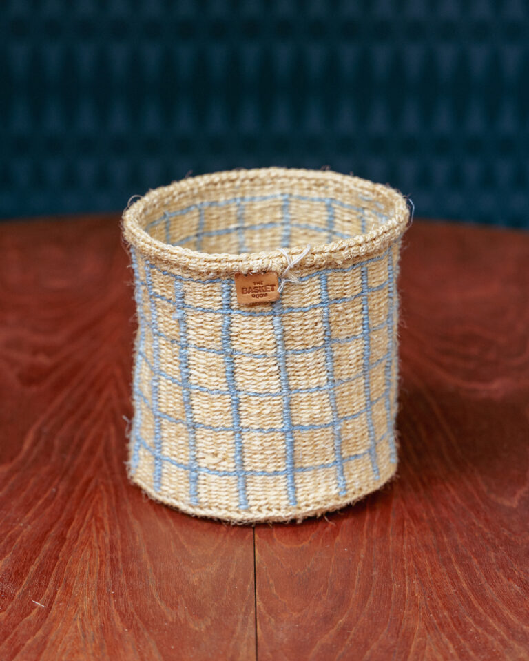 Small Blue & Yellow Check Woven Basket