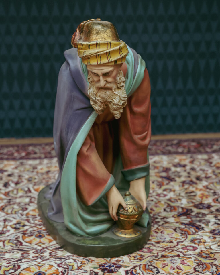 Victorian Ceramic Kneeling Wise Man Statue