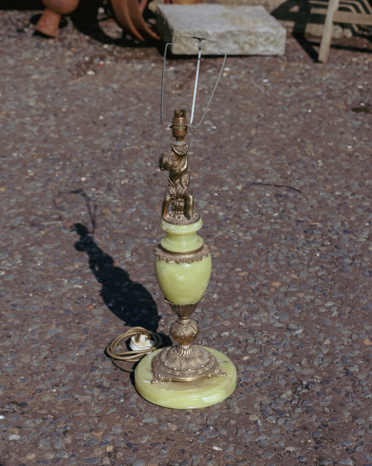 Green Onyx Cherub Lamp