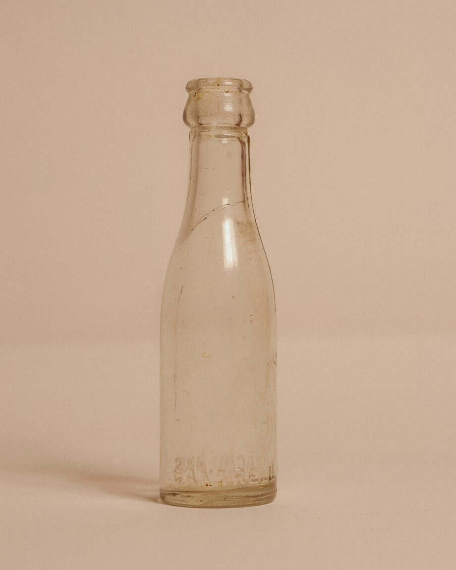 A clear bottle.