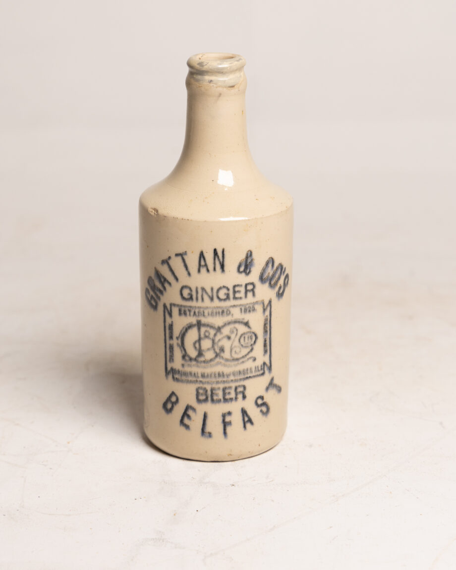 A stoneware bottle for Grattan ginger beer.