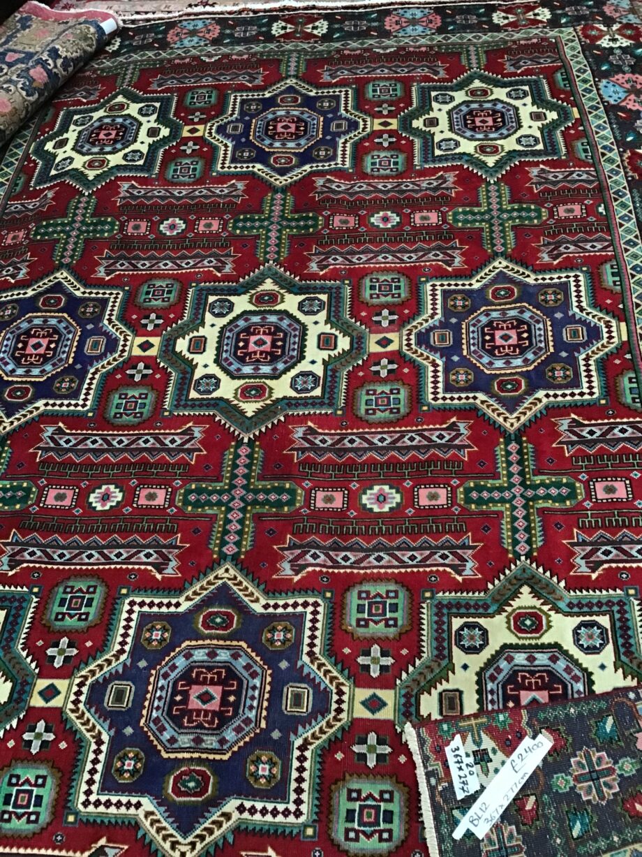 A Persian rug with a geometric design