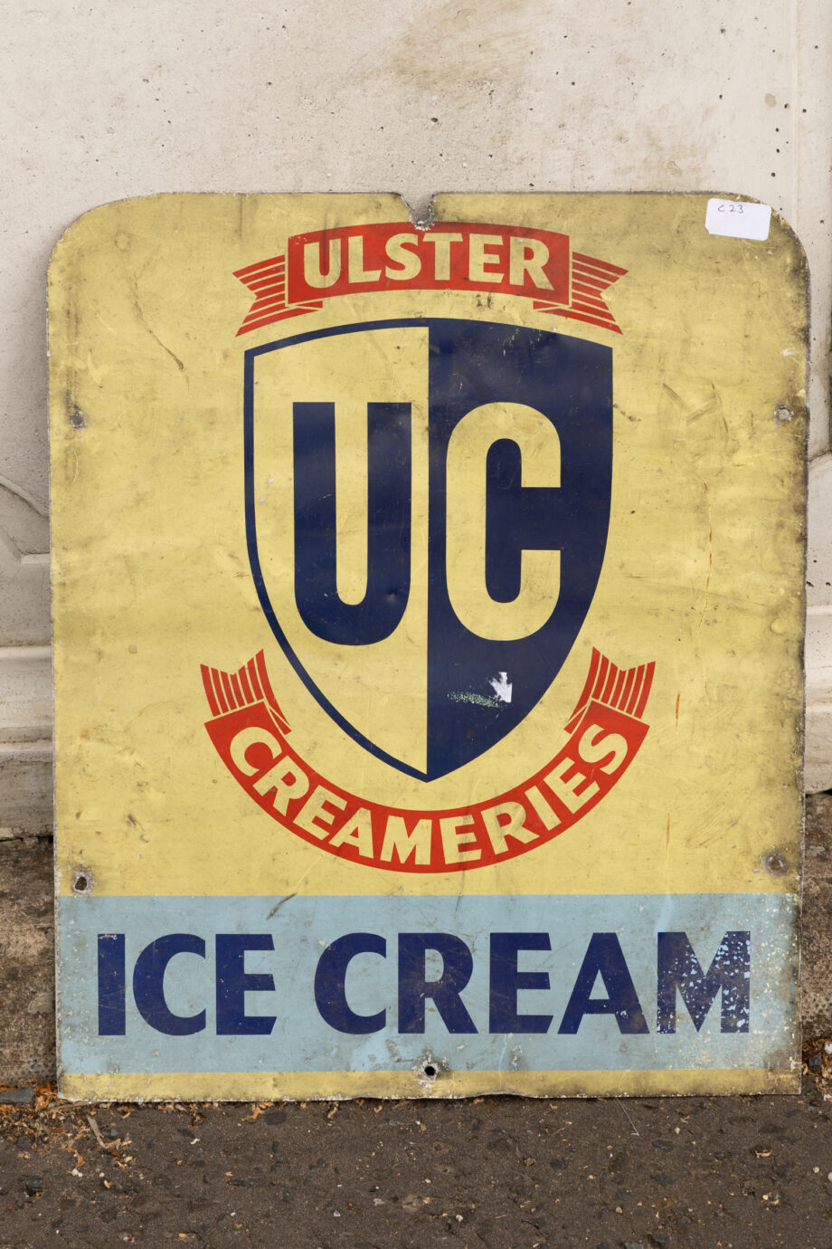 A sign that says "Ulster Creameries" Ice cream