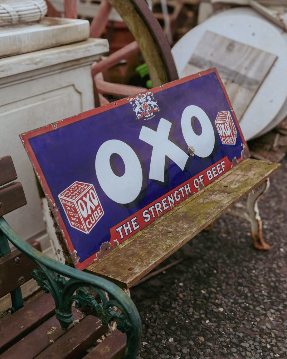 A sign that says "OXO the Strength of beef"