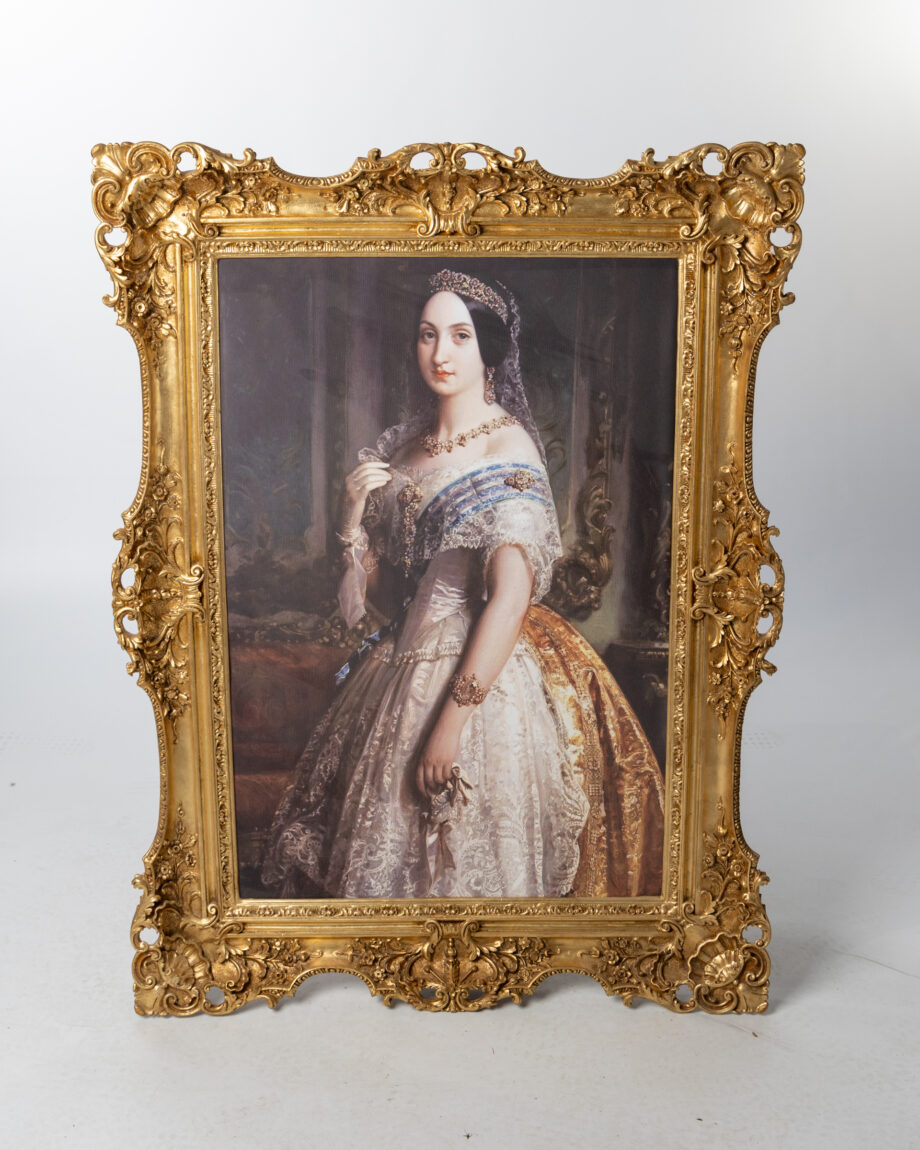 A painting of a woman in a gold frame