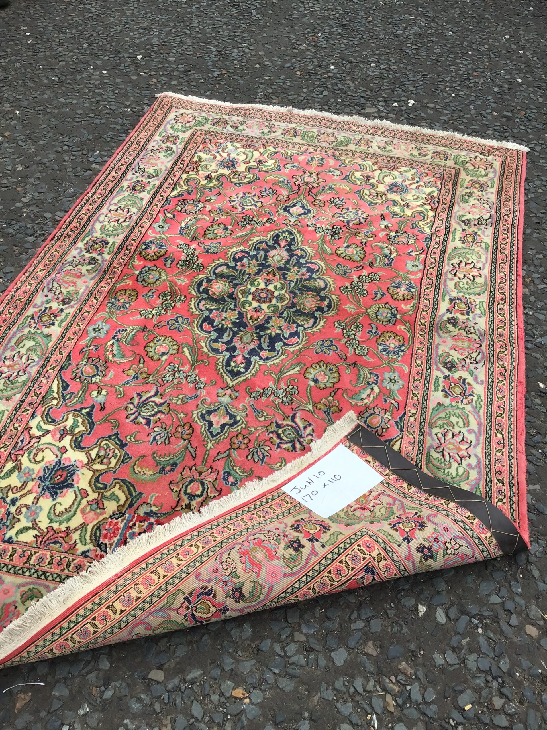 JUN10 Rich Pink Persian Kashan Rug
