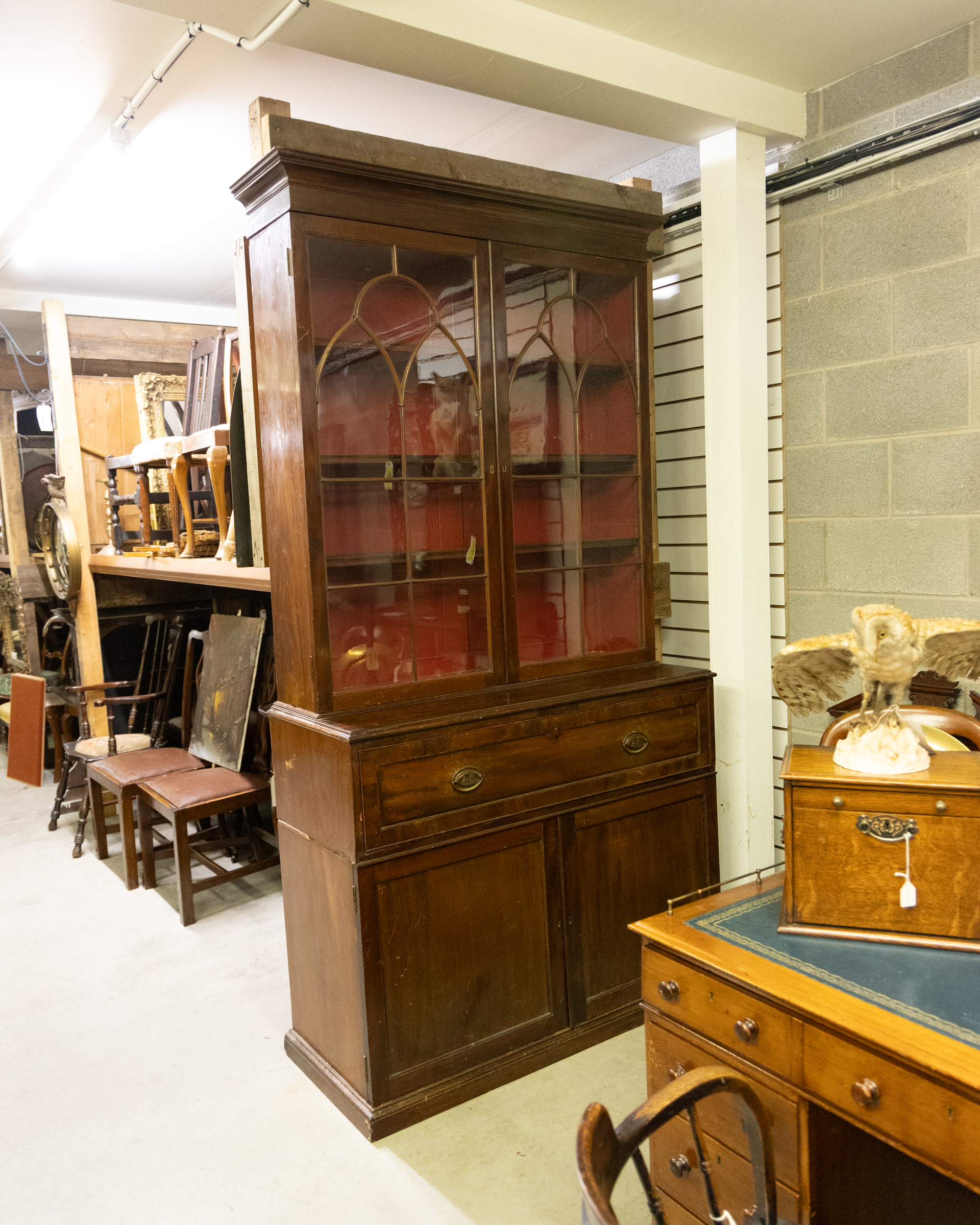 Georgian Mahogany Secretaire Bookcase