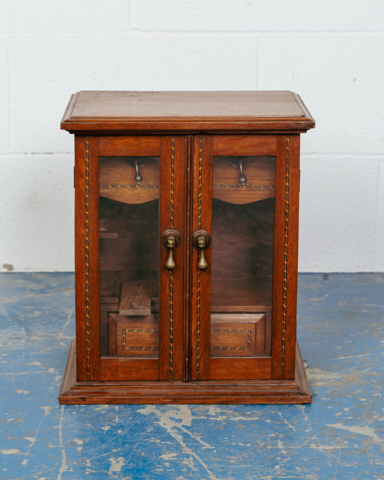 c1910 Inlaid Oak Smokers Cabinet