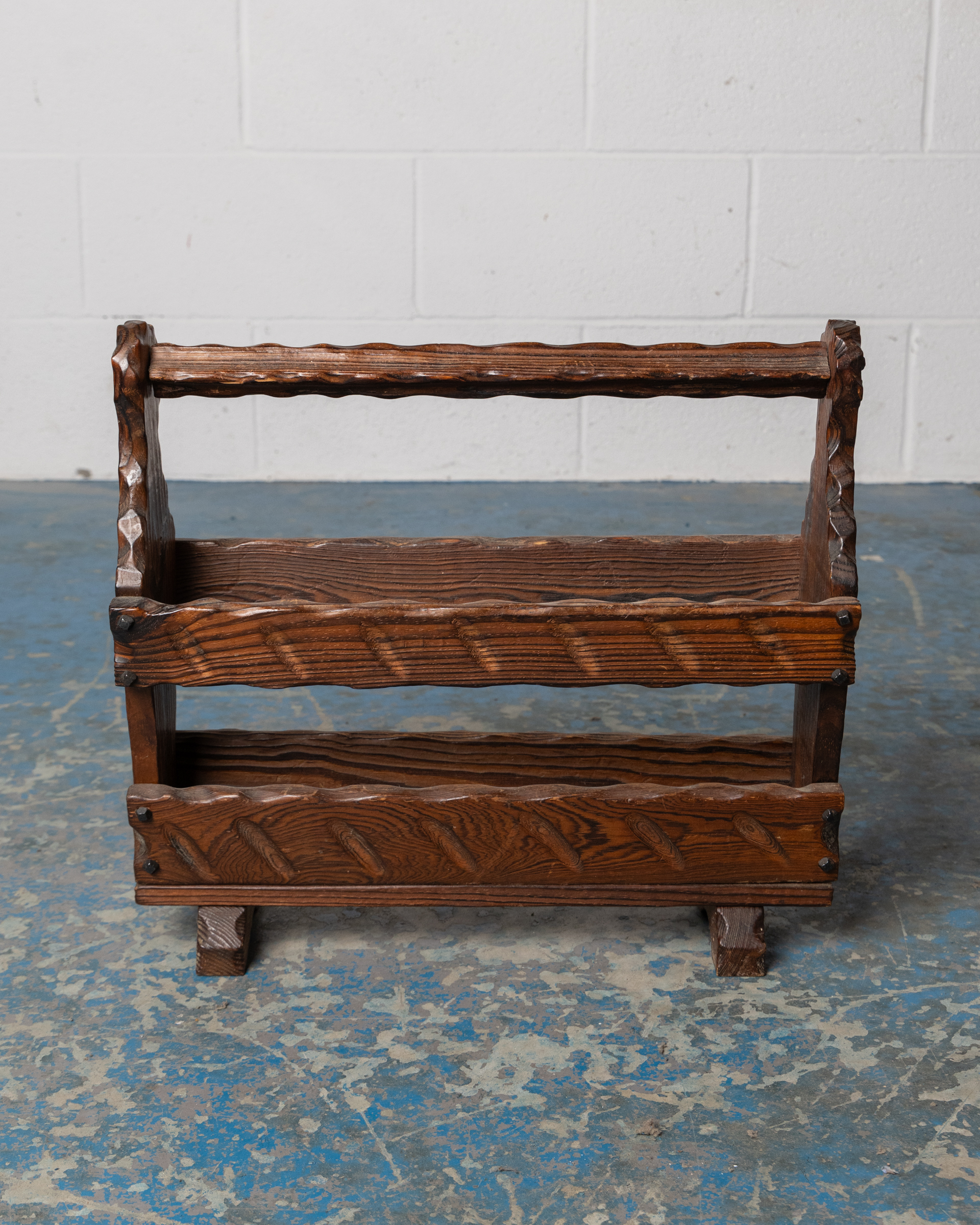 Rustic Wooden Magazine Rack Stand