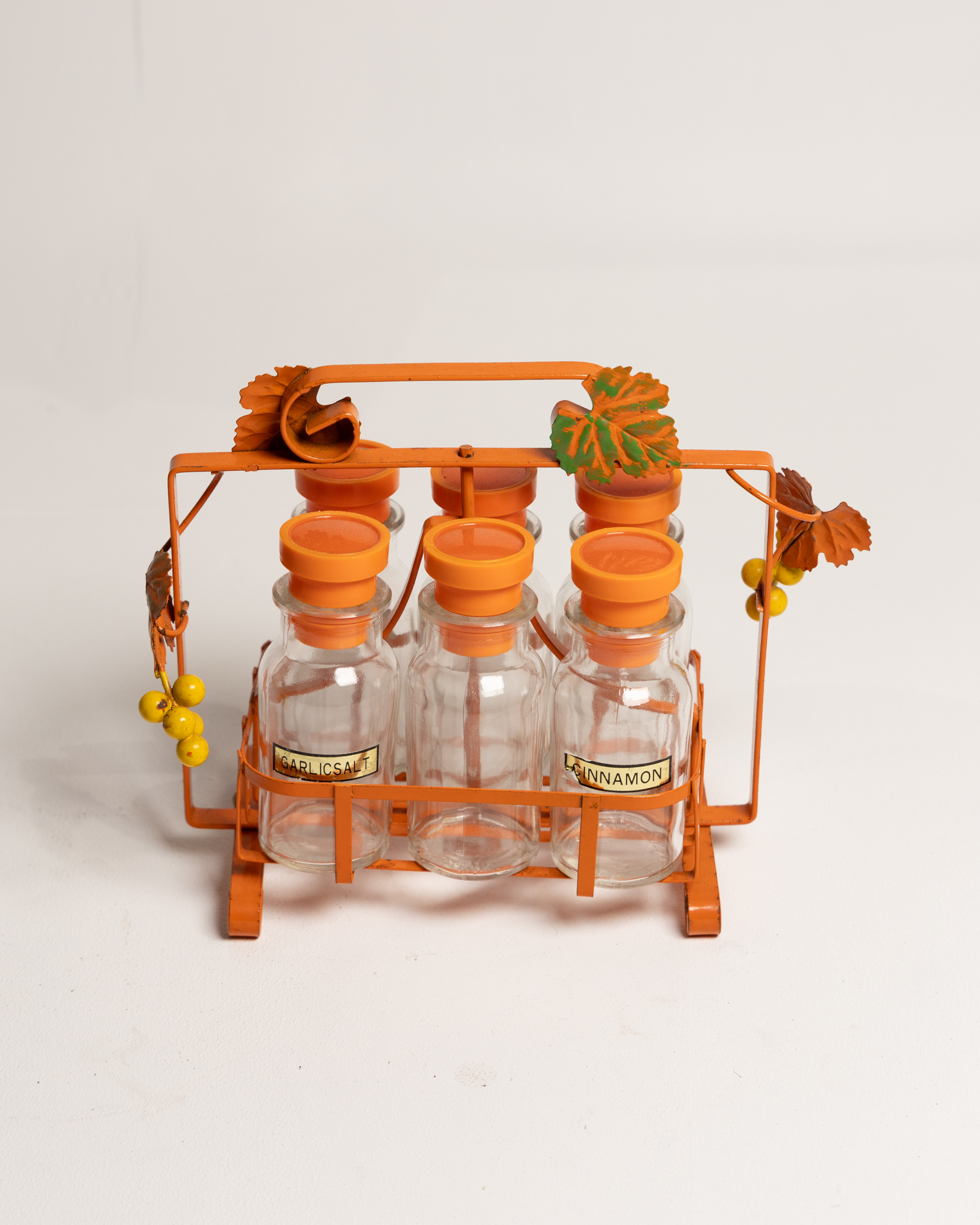Vintage Revolving Spice Rack Caddy with 6 Jars
