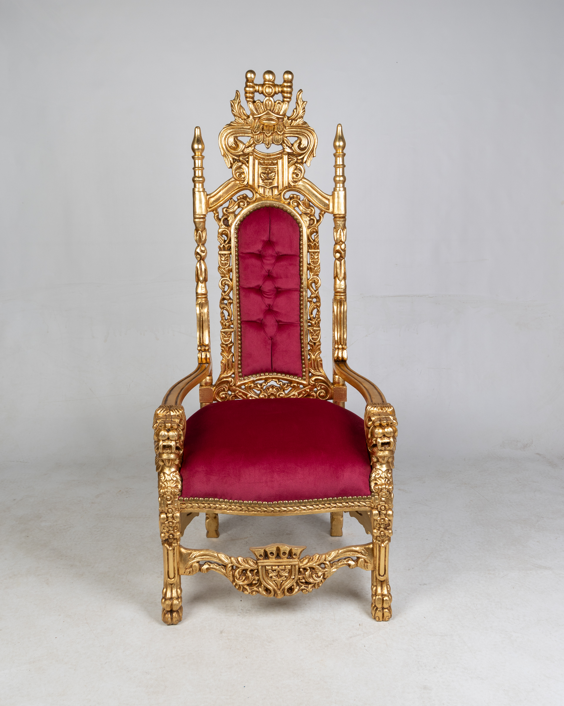 Pair of Gold and Pink Baroque style Throne armchairs