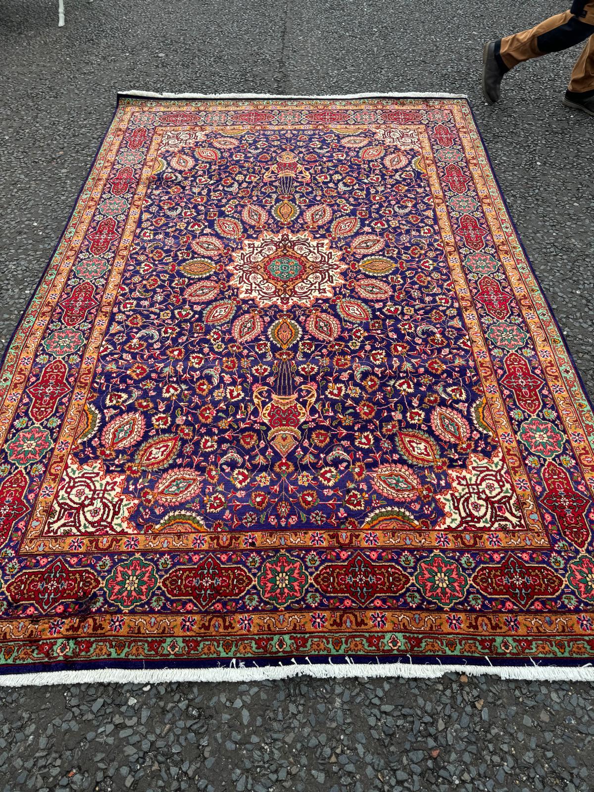 Rich Blue Persian Tabriz Carpet – AUG01