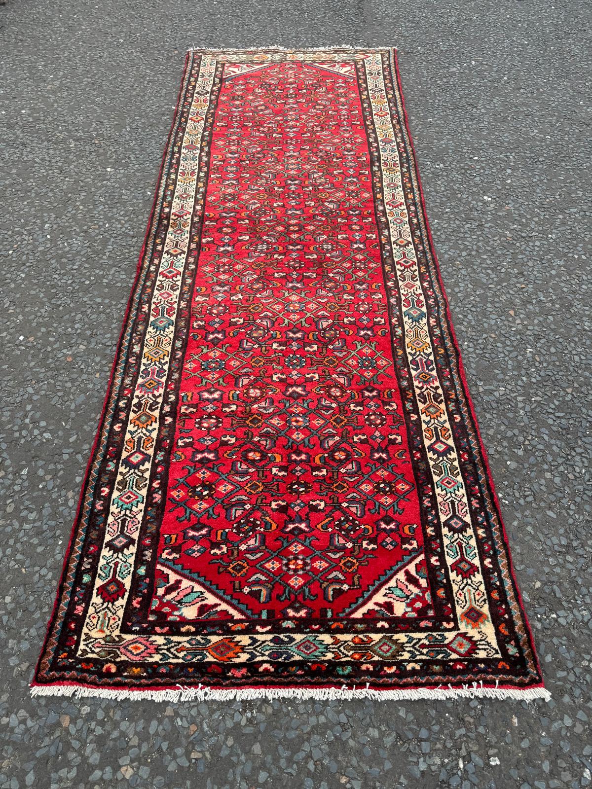 AUG24 Red Hand Woven Full Pile Persian Runner