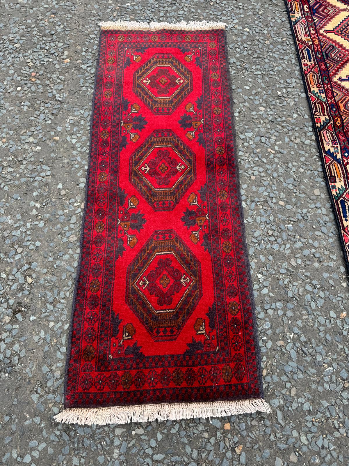 AUG26 Rich Red-ground Afghan Tubi Runner