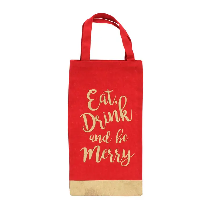Festive Canvas Bottle Bag