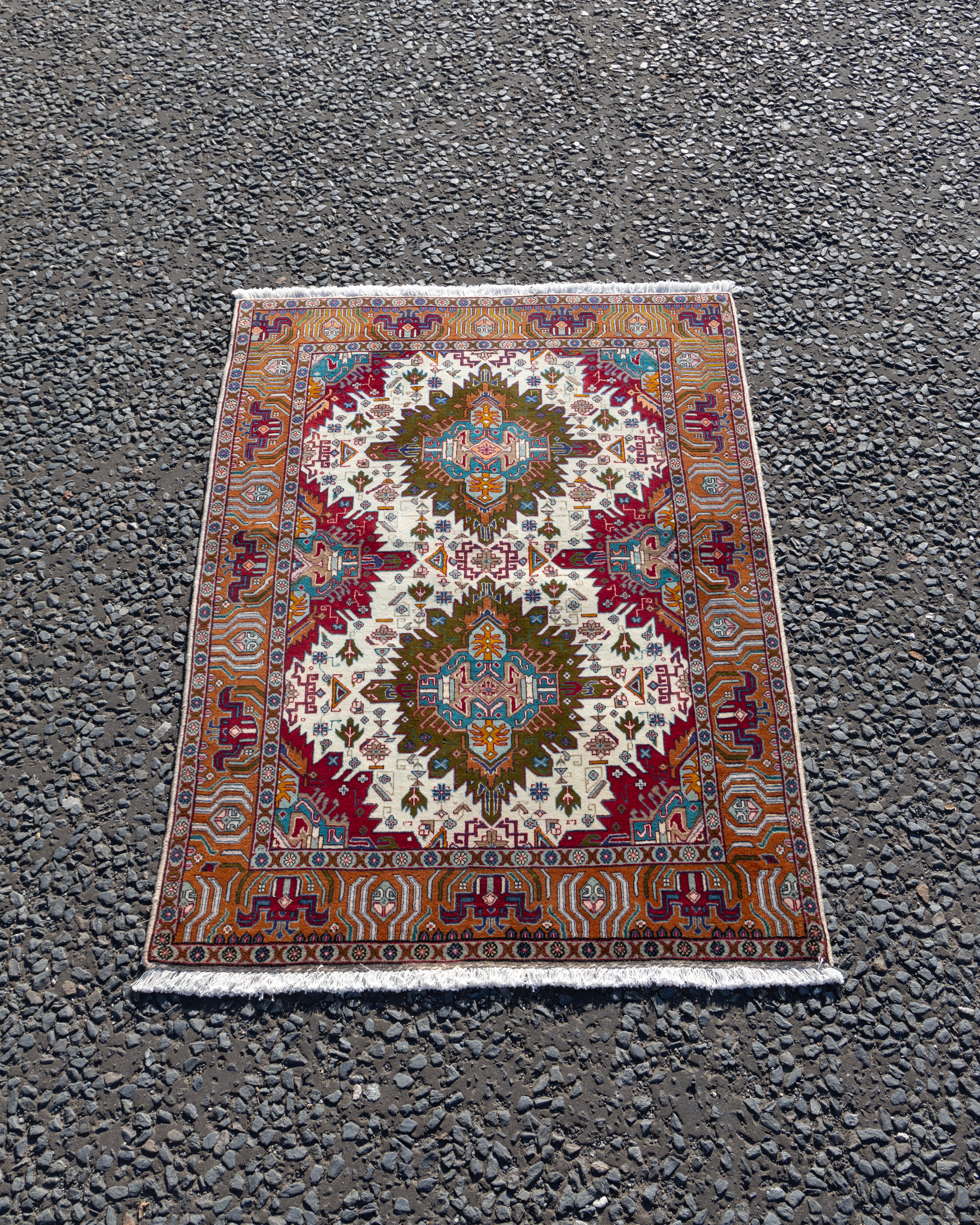 OCT16 Rare Handwoven Persian Kashan Rug with Double Medallion Design