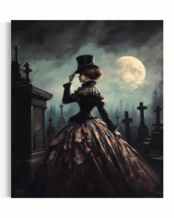 Moonlit Elegance in the Cemetery Wall Decor