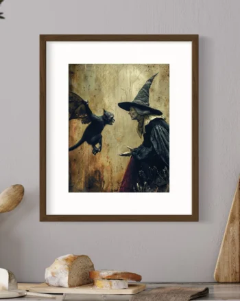Wicked Witch and Flying Monkey Vintage Art Print