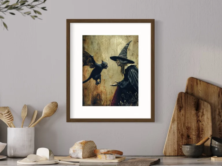 Wicked Witch and Flying Monkey Vintage Art Print
