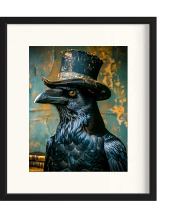 Victorian Crow with Top Hat Art Print