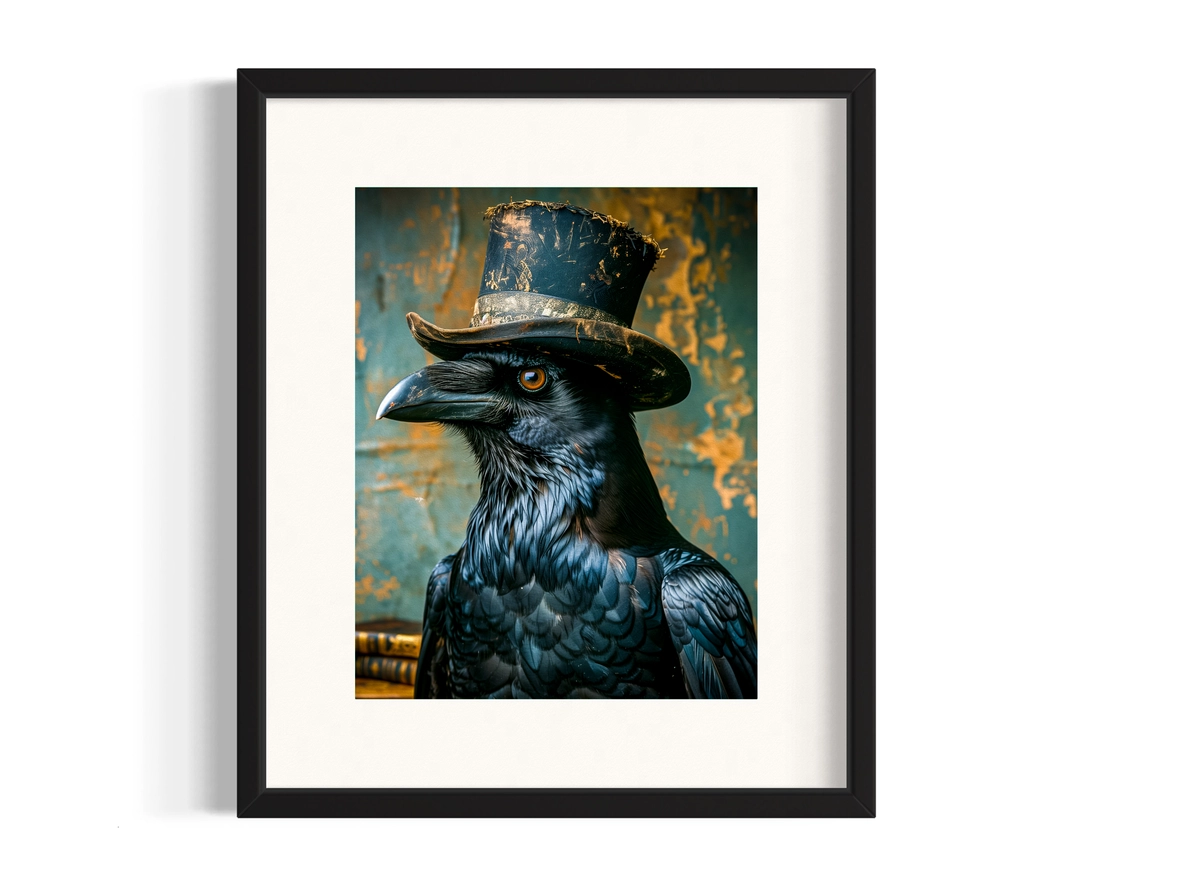 Victorian Crow with Top Hat Art Print