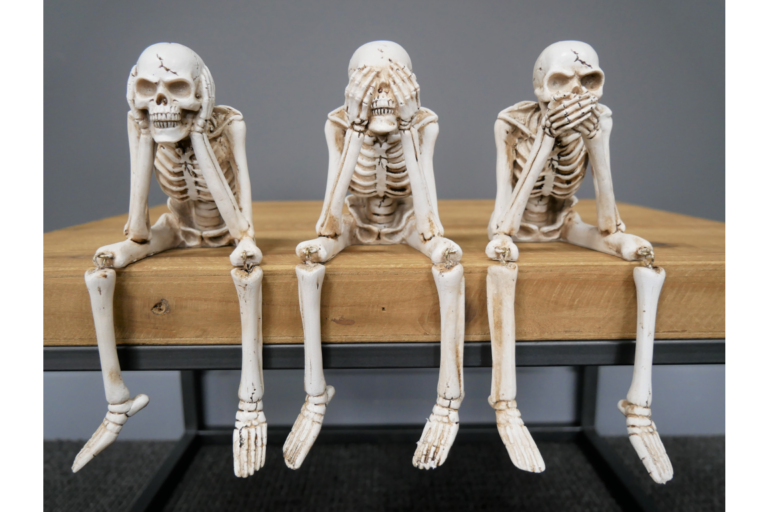 Set of 3 'See No Evil' Skeleton Figurines