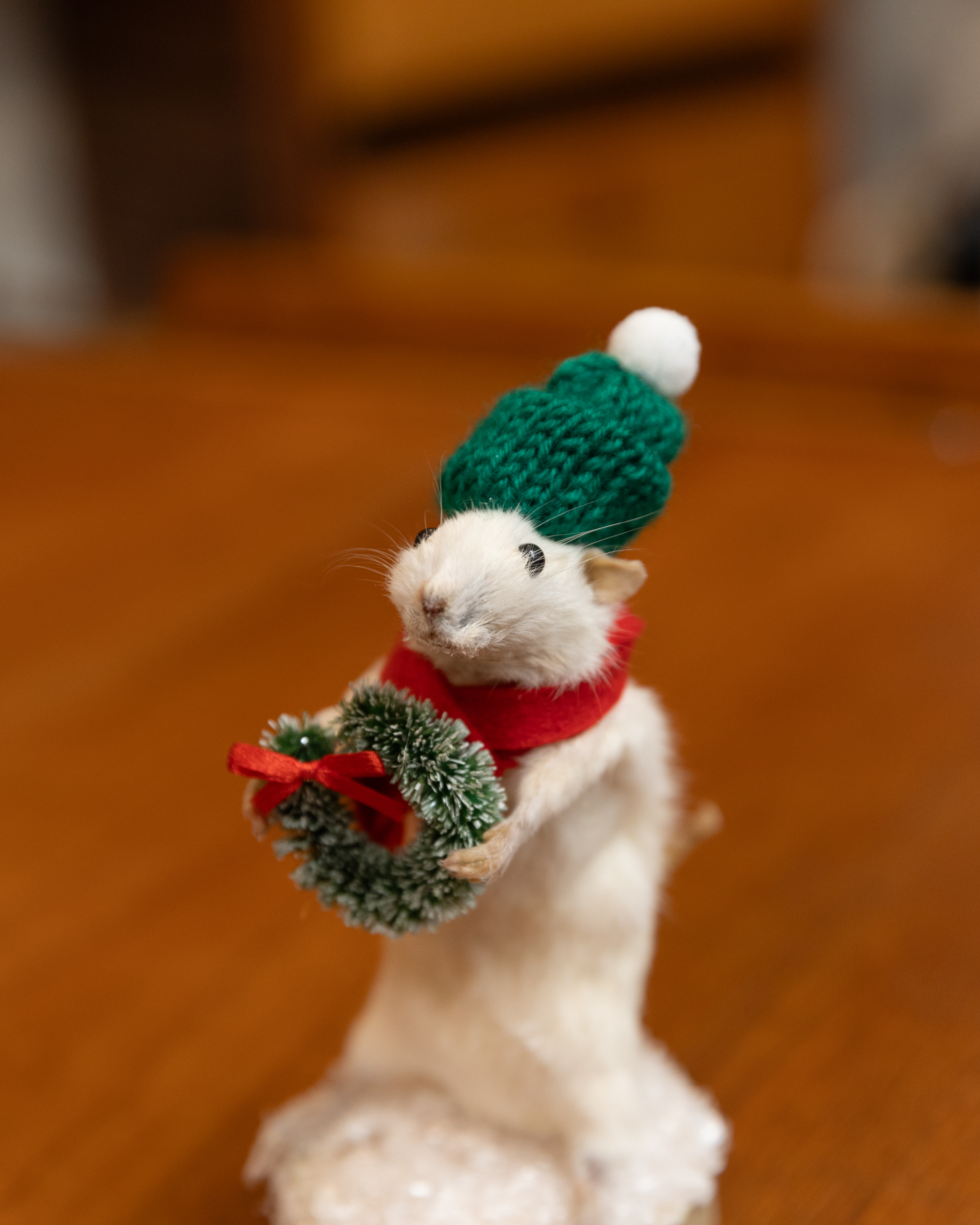Festive Taxidermy Mouse with Wreath