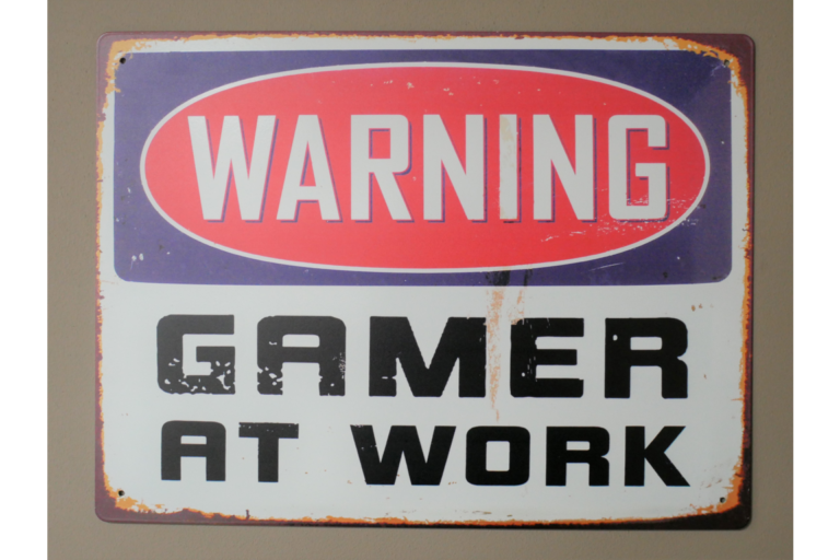 'Warning: Gamer At Work' Metal Sign
