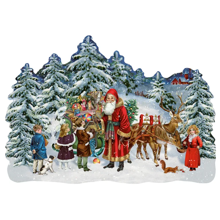 Little Christmas Cutouts Advent Calendar Cards - Forest
