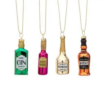 Festive Miniature Drinks Bottle Baubles Set