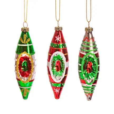 Set of 3 Vintage-Style Indented Christmas Baubles