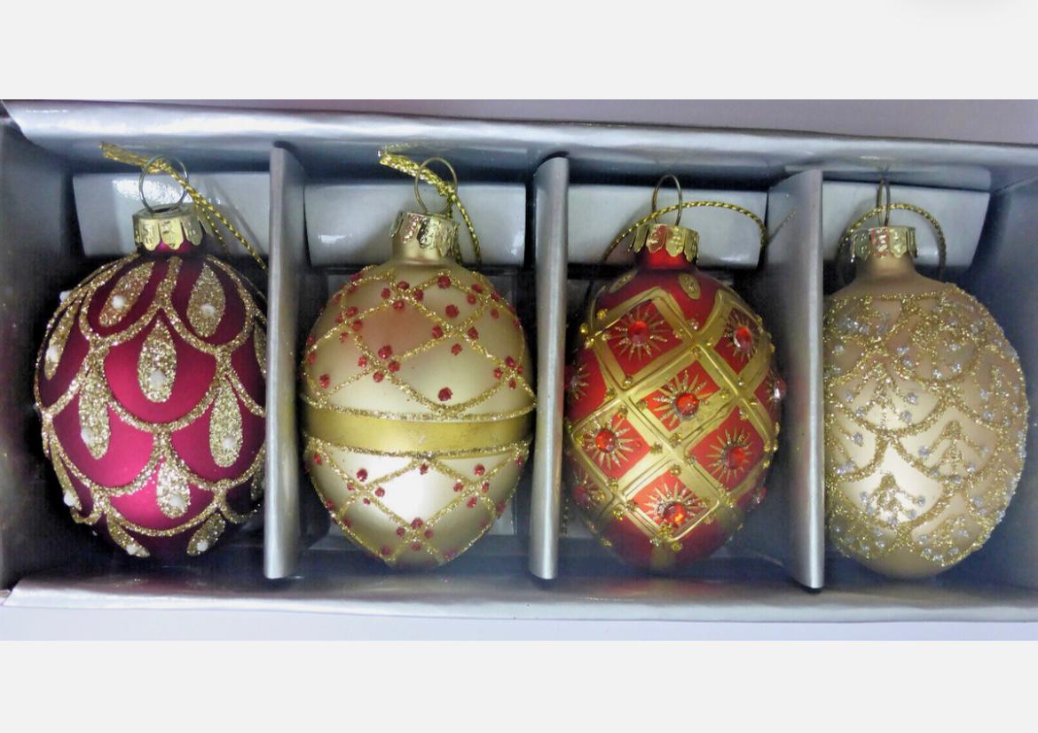 Set of 4 Red and Gold Festive Baubles